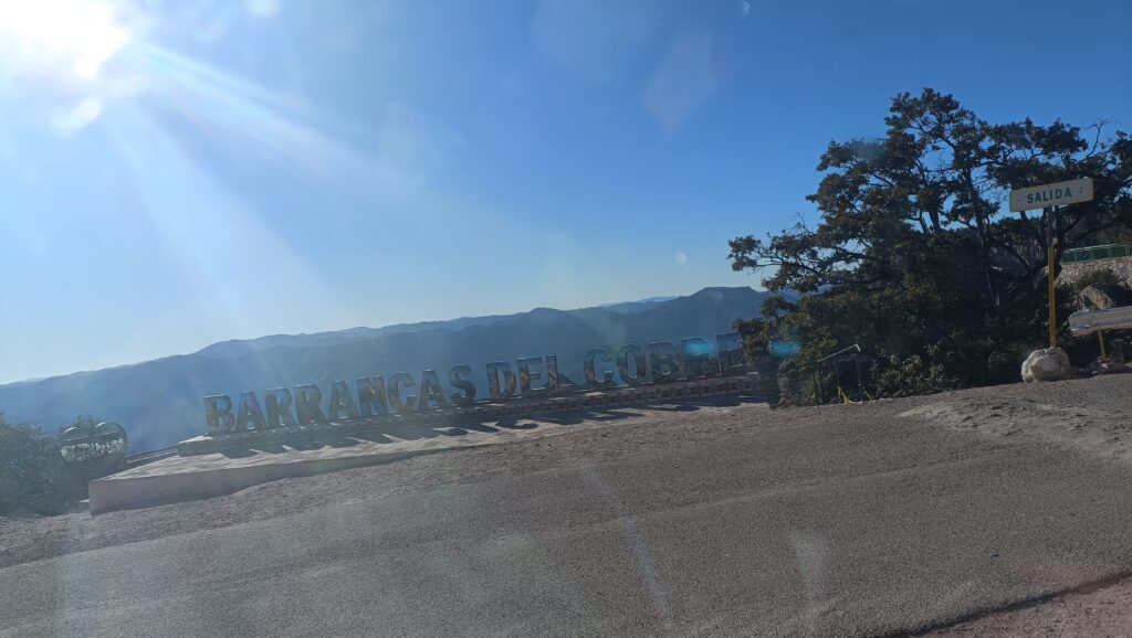 tourist advertisement with Barranca del Cobre letters